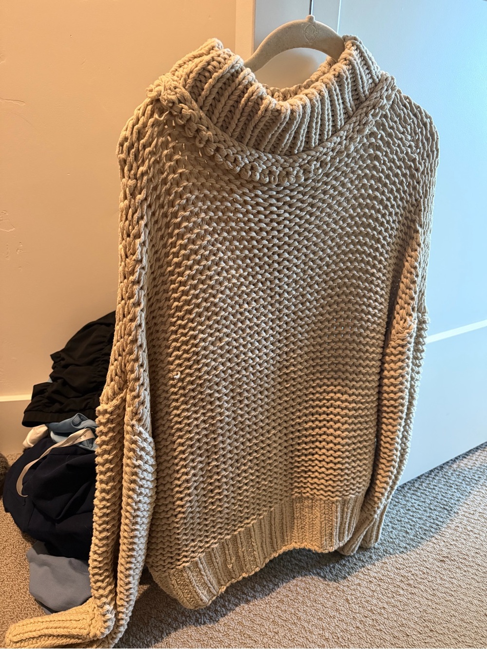 Free People Cream Chunky Knit Turtleneck Sweater